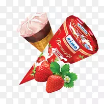 草莓奶油冷冻甜点风味-草莓