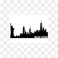 纽约市天际线轮廓画-剪影
