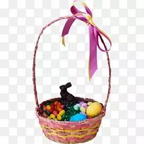 复活节兔子彩蛋复活节篮子剪贴画-复活节
