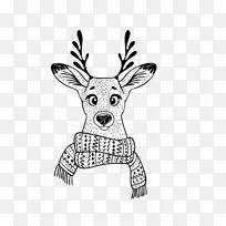 画着色书鹿围巾-鹿