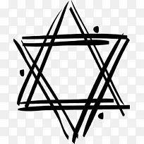 大卫犹太教明星六角剪贴画-犹太教