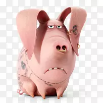 猪Gidget艺术宠物帆布版画-猪