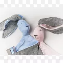 灰色异形填充动物&可爱的玩具心理学兔子