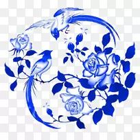 蓝白陶片艺术.蓝白色风格