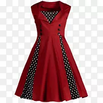 20世纪50年代波尔卡圆点连衣裙旧式服装-连衣裙