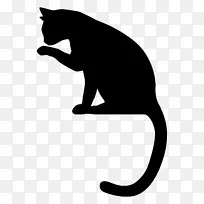 猫豹剪影剪贴画-猫