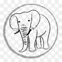 非洲象印度象线艺术剪贴画-大象
