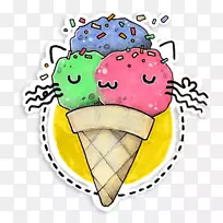 冰淇淋锥冻甜点夹艺术-冰淇淋