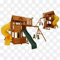 秋千丛林体育馆攀爬操场滑梯-儿童木制框架