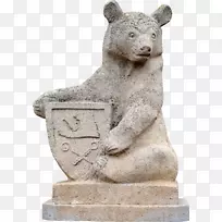 雕像上有古典雕塑雕刻小熊
