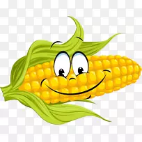 玉米上的玉米甜玉米食品蔬菜-玉米卡通