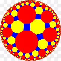 双曲平面上均匀倾斜的双曲几何学镶嵌方形镶嵌六阶六角形瓷砖蜂窝
