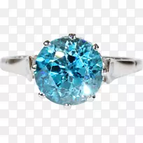 蓝宝石戒指蓝色锆石钻石-蓝宝石