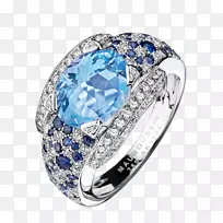 毛布森订婚戒指蓝宝石珠宝戒指