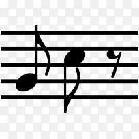 第八音符、休息音、四分之一音符、音符杆-音符