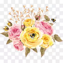花园玫瑰，花卉设计，纸花，花束，蜈蚣，玫瑰-花