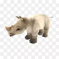 牛犀牛雕像猫