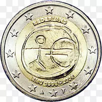 比利时Sammarinese欧元硬币2欧元硬币