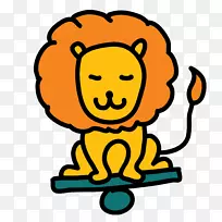 狮子幼崽手绘剪贴画艺术-狮子