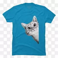 t恤猫印帆布印花t恤