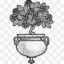 花卉设计花盆玫瑰剪贴画-花
