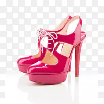 宫廷鞋窥视-脚趾鞋、粉色皮革、高跟鞋