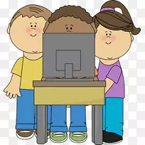 教室里的电脑儿童剪贴画-电脑