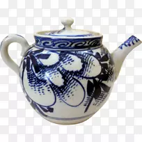 茶壶陶瓷蓝白色陶器钴青瓷壶