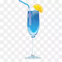 蓝色夏威夷鸡尾酒装饰可口可乐樱桃玛格丽塔饮料