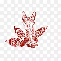 猫科红狐灰狼艺术-狐狸纹身