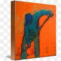 现代艺术丙烯酸涂料画廊-橙色天空