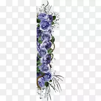 花卉设计蓝色玫瑰模英式罗森切花-数码剪贴簿