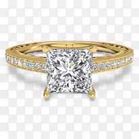 公主切割钻石订婚戒指-金手镯