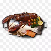 地中海美食地中海盆鱼扇贝虾肉