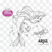 Ariel Rapunzel Sebastian着色书绘图-Pequena sereia