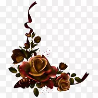 玫瑰花纸夹艺术-棕色卡片