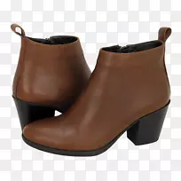 焦糖色棕色靴子皮革高跟鞋靴
