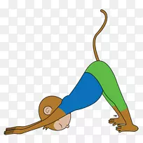瑜伽猴小孩：初学者姿势线剪贴画线