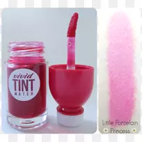唇彩色斑和阴影唇膏-美丽的粉红色水渍
