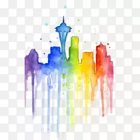 药房水彩画版画画布印刷-吉他水彩画