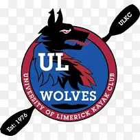 利默里克大学皮划艇俱乐部UL学生会划艇和划皮划艇标志-ul