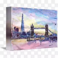石塔桥水彩画艺术-伦敦塔桥