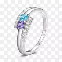紫水晶结婚戒指银首饰一对戒指