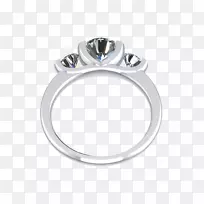 结婚戒指蓝宝石银身珠宝首饰模型