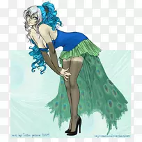 绘制展馆时尚插图-美丽的孔雀尾巴