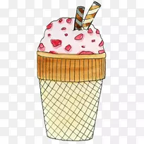 雪糕锥草莓冰淇淋铁轨运输乘用车蛋糕-冰淇淋设计