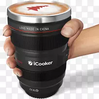 照相机镜头咖啡杯热杯金属杯
