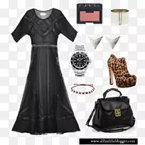 小黑裙时装设计图案丝质连衣裙