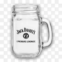 玻璃瓶杰克丹尼尔的梅森瓶啤酒杯-林奇堡柠檬水
