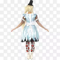 乔装大礼帽迷彩筒顶上爱丽丝穿着仙境连衣裙